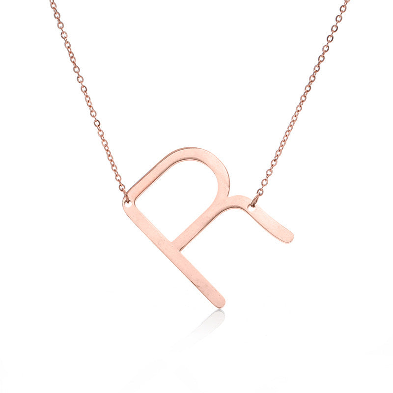 Fabulous Rose Gold Plated Stainless Steel Initial Letter Pendant Necklace – view 83
