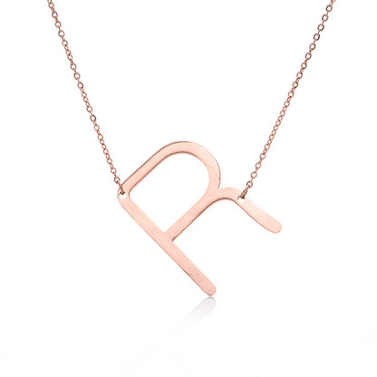 Fabulous Rose Gold Plated Stainless Steel Initial Letter Pendant Necklace – view 83