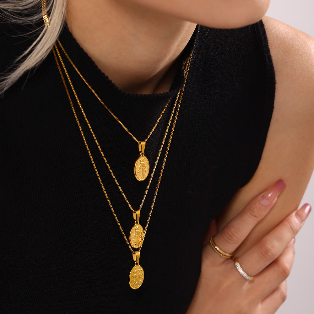 Box Chain Stainless Steel Plated 18K Gold Necklace – view 2