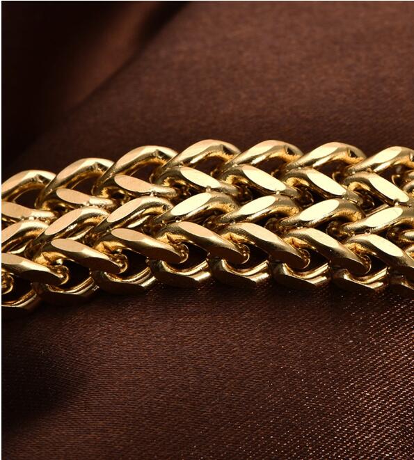 Double Layer Chain Bracelet – Gold Stainless Steel, Unisex – view 10