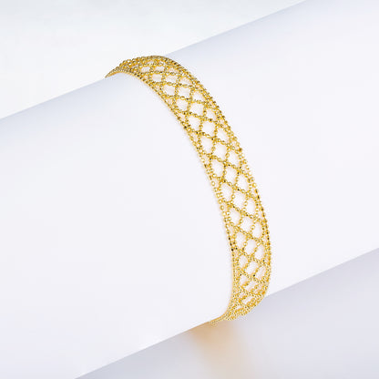 Hollow mesh adjustable bracelet in plated finish – view 2