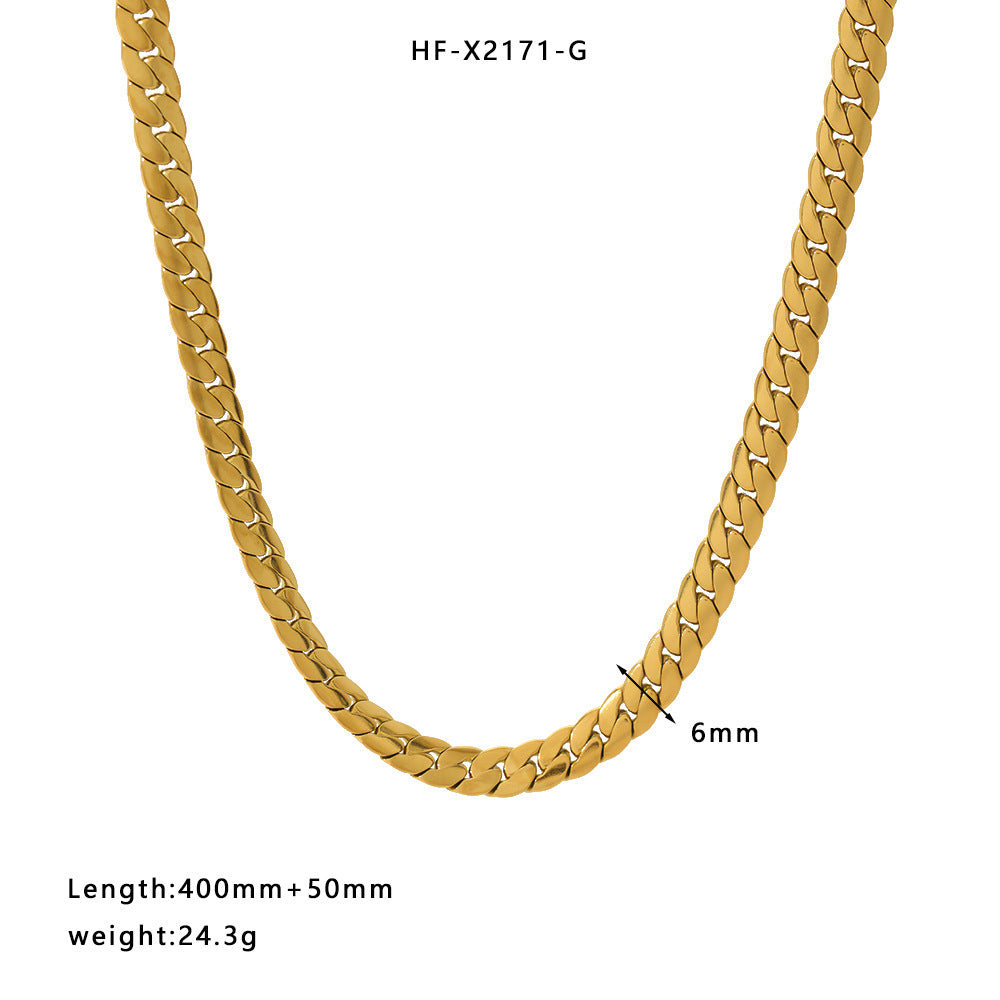 Retro Snake Bone Chain Necklace – 18K Gold Titanium Steel – view 5