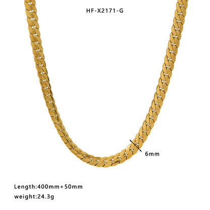 Retro Snake Bone Chain Necklace – 18K Gold Titanium Steel – view 5