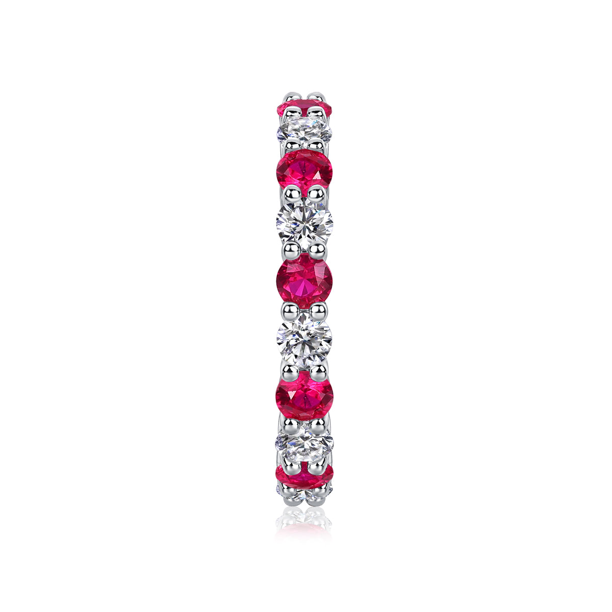 Synthetic Ruby Eternity Band Ring – S925 Platinum Plated – view 3