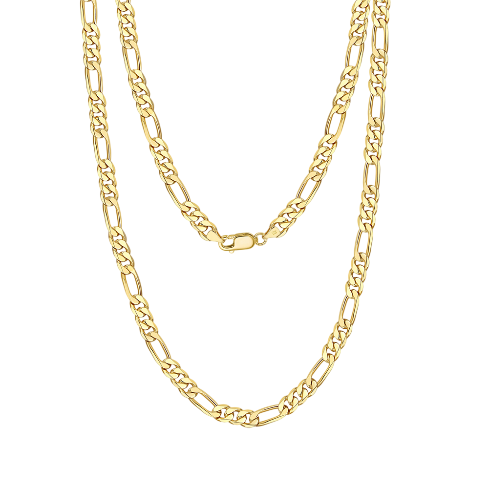 925 Sterling Silver Classic Gold Figaro Chain Necklace – view 2