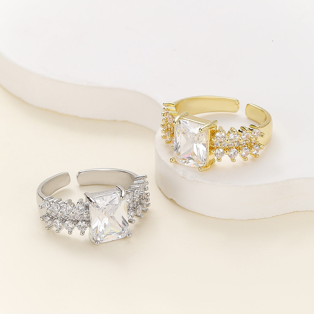 Fashionable Open-ended Zircon Ring For Women – view 2