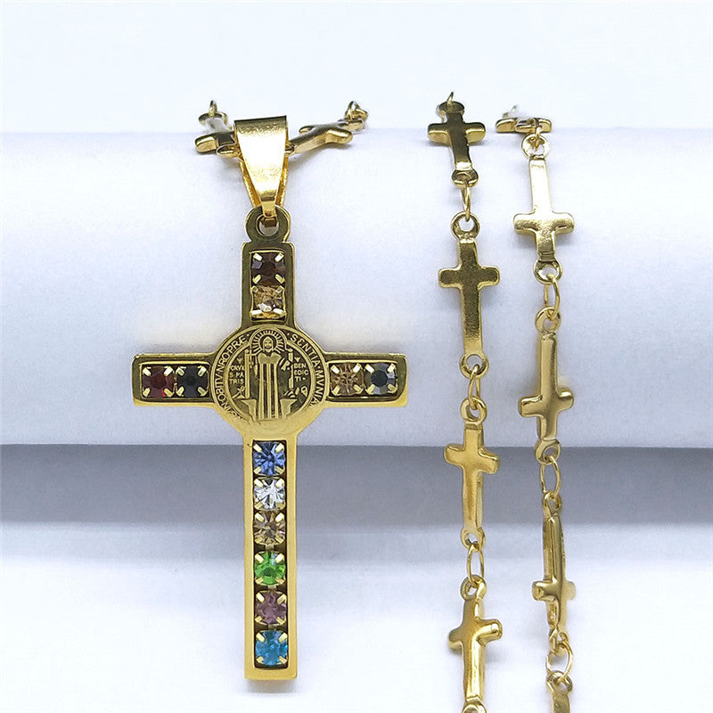 Cross Stainless Steel Gold Pendant Necklace – view 5