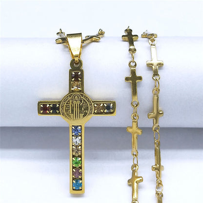 Cross Stainless Steel Gold Pendant Necklace – view 5