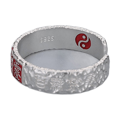 Taoist Talisman-Inspired Ring with Cinnabar – 925 Sterling Silver