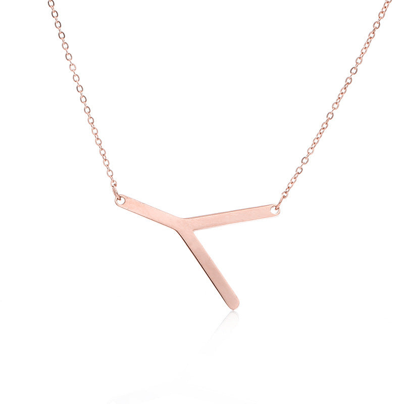 Fabulous Rose Gold Plated Stainless Steel Initial Letter Pendant Necklace – view 85