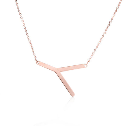 Fabulous Rose Gold Plated Stainless Steel Initial Letter Pendant Necklace – view 85