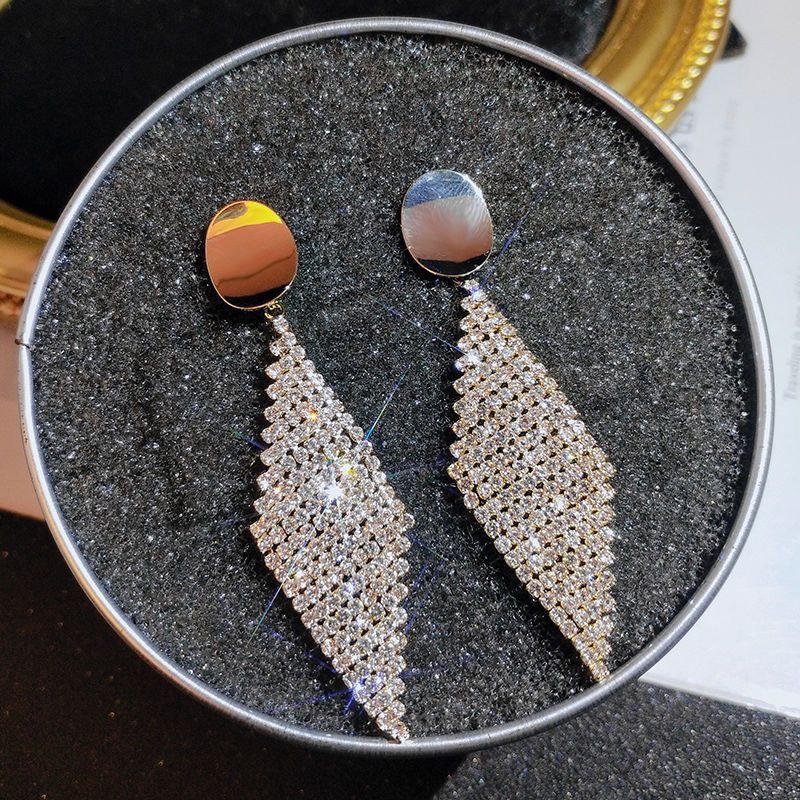 Rhinestone Pave Rhombus Statement Earrings – view 6