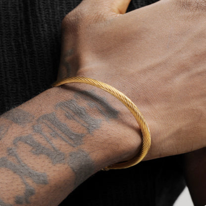 Personalized Titanium Steel Twist 18K Gold Bracelet – view 3