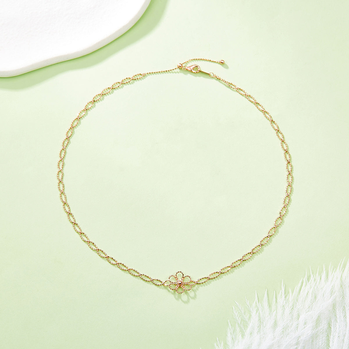 Hollow Flower Necklace – S925 Silver, Adjustable, 3 Colours – view 5
