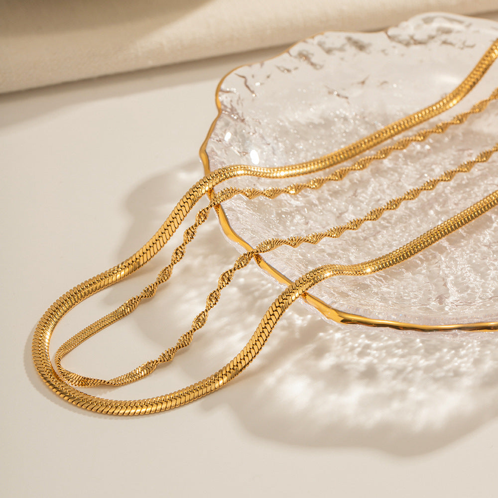 18K Gold Stainless Steel Double Twisted Chain Necklace – view 6