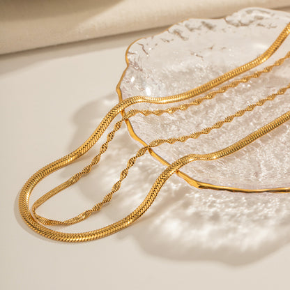 18K Gold Stainless Steel Double Twisted Chain Necklace – view 6