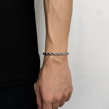 18K Gold Button Chain Stainless Steel Twist Bracelet For Men – view 12