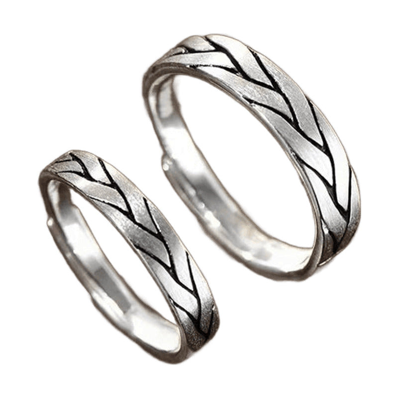 Vintage Engraved Promise Ring Set – Silver-Tone