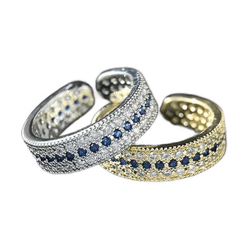 Vintage Pave Crown Open Ring – Silver Plated