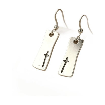 White Geometric Crossed Earrings – Alloy