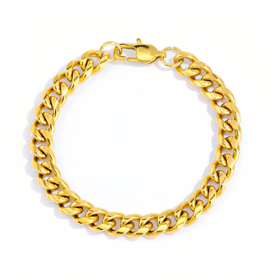 Japanese Buckle Cuban Link Chain 18K Gold Men's Bracelet – view 7