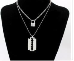 Large Thick Stainless Steel Blade Necklace Set Chain – view 5