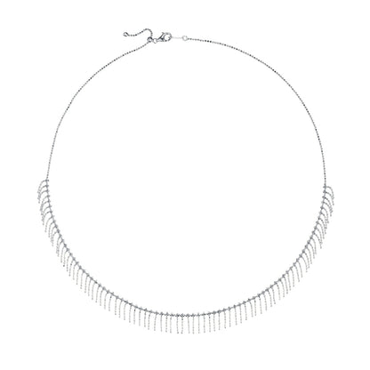 Beaded tassel adjustable necklace in plated finish