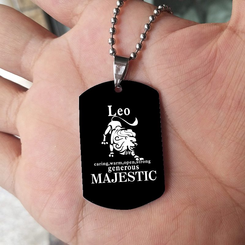 12 Constellation Black Stainless Steel Pendant Dog Army Tag Necklace – view 6