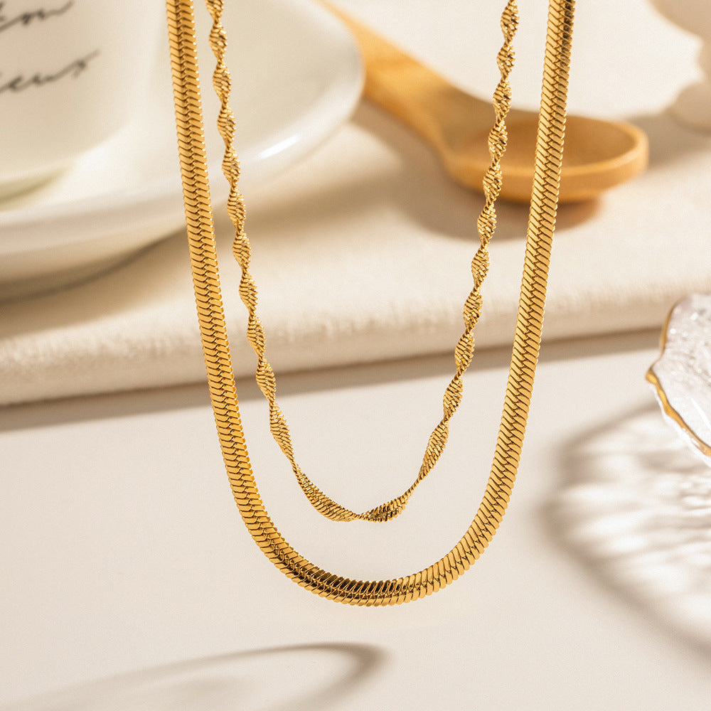 18K Gold Stainless Steel Double Twisted Chain Necklace – view 2