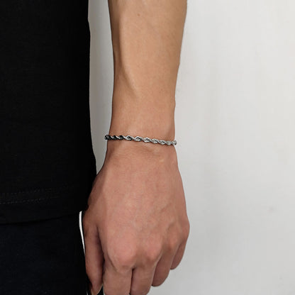 18K Gold Button Chain Stainless Steel Twist Bracelet For Men – view 2