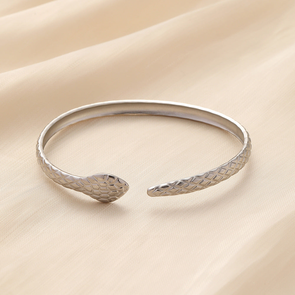 Engraved Snake Bracelet Stainless Steel Vacuum Gold Plating – view 4