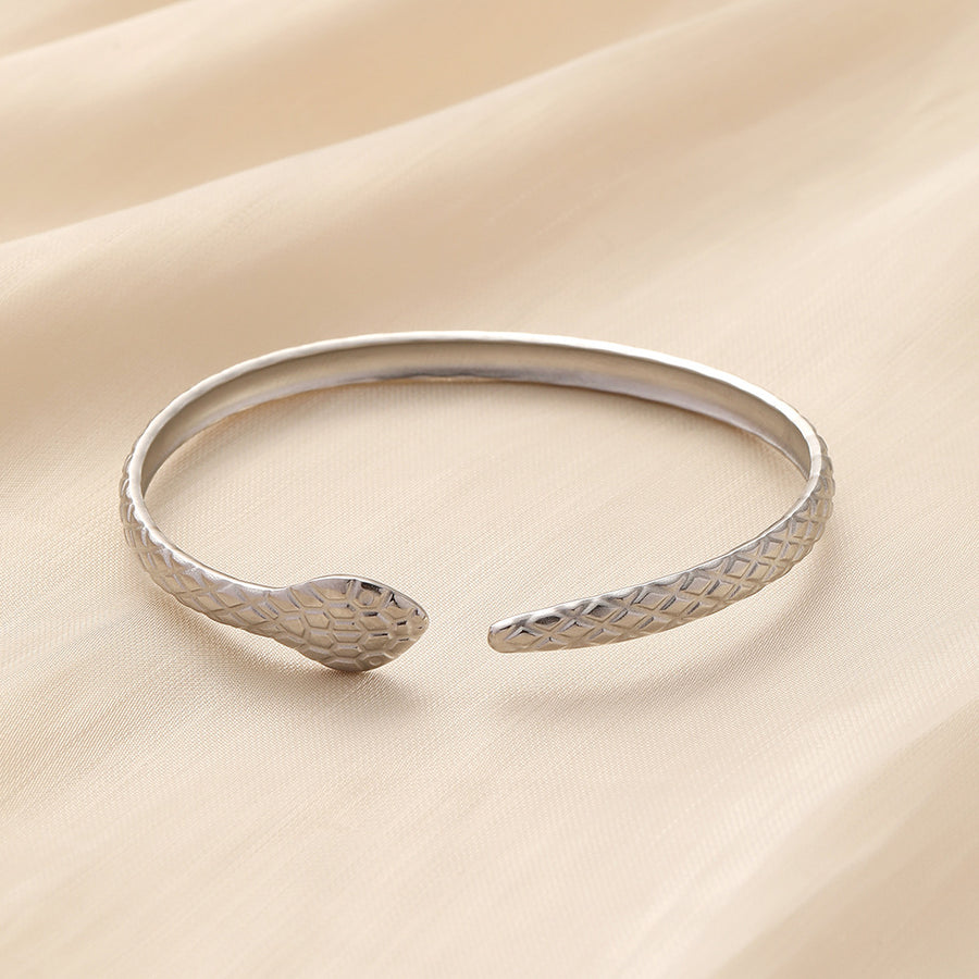 Engraved Snake Bracelet Stainless Steel Vacuum Gold Plating – view 4