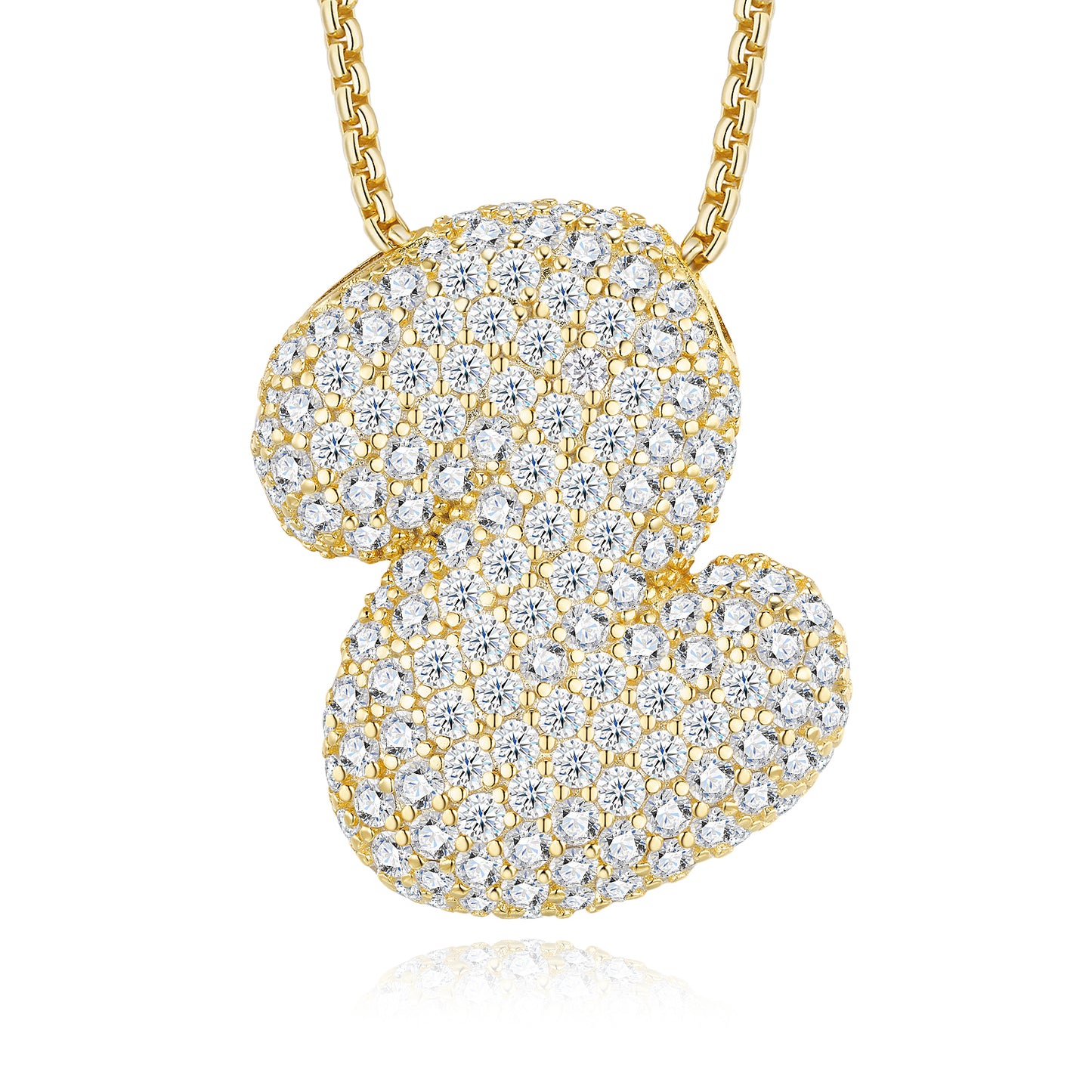 Bubble Letter Initial Necklace 13.62g – S925 Gold, Moissanite A-Z