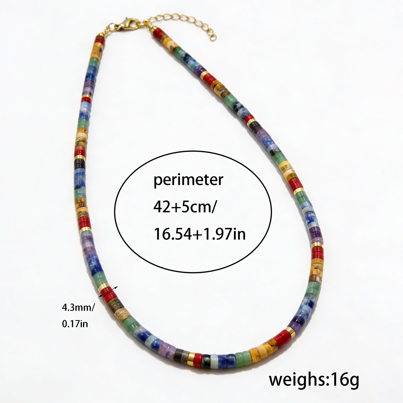 7 Chakra Heishi Bead Choker – Natural Stone, Boho – view 2