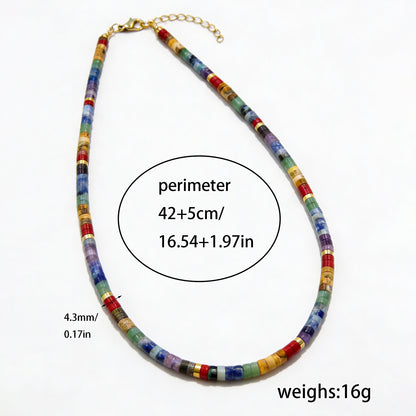 Seven-Chakra-Inspired Natural Stone Heishi Necklace – view 3