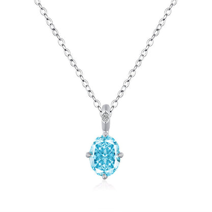 Silver Mint Green Egg Shaped Colored Diamond Clavicle Necklace – view 7