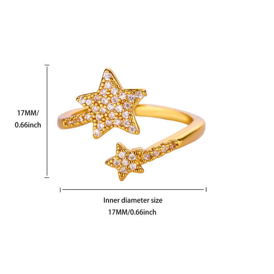 European Retro Heart Shaped Zircon Ring 18K Gold Plated Ladies Gift