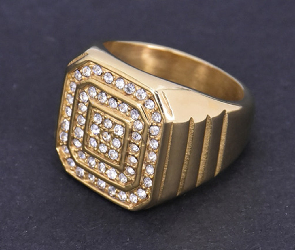 Hip-hop Punk INS Style Titanium Steel Gold-plated Ring Trendy Men – view 5
