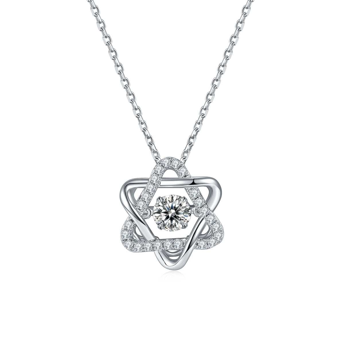 0.5ct Moissanite Hexagram Necklace – S925 Platinum Plated