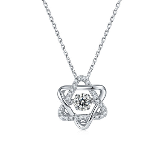 0.5ct Moissanite Hexagram Necklace – S925 Platinum Plated