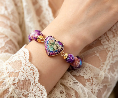 Heart Double-Layer Woven Bracelet – Natural Stone, Adjustable – view 6