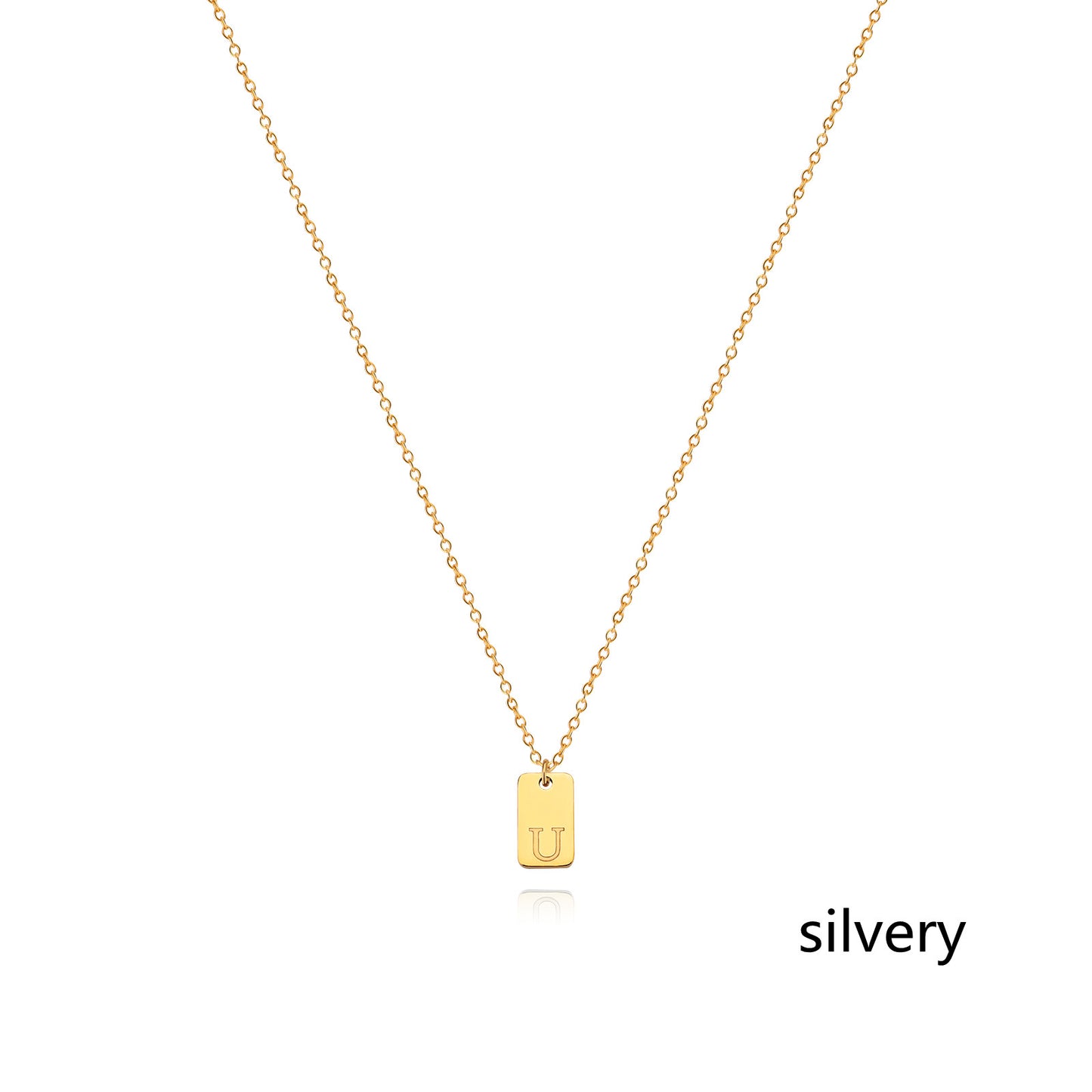 Stainless Steel Simple 26 Letter Tag Pendant Necklace – view 48