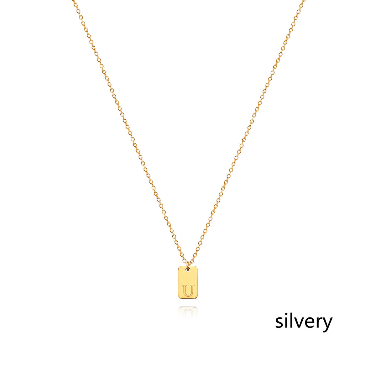 Stainless Steel Simple 26 Letter Tag Pendant Necklace – view 48