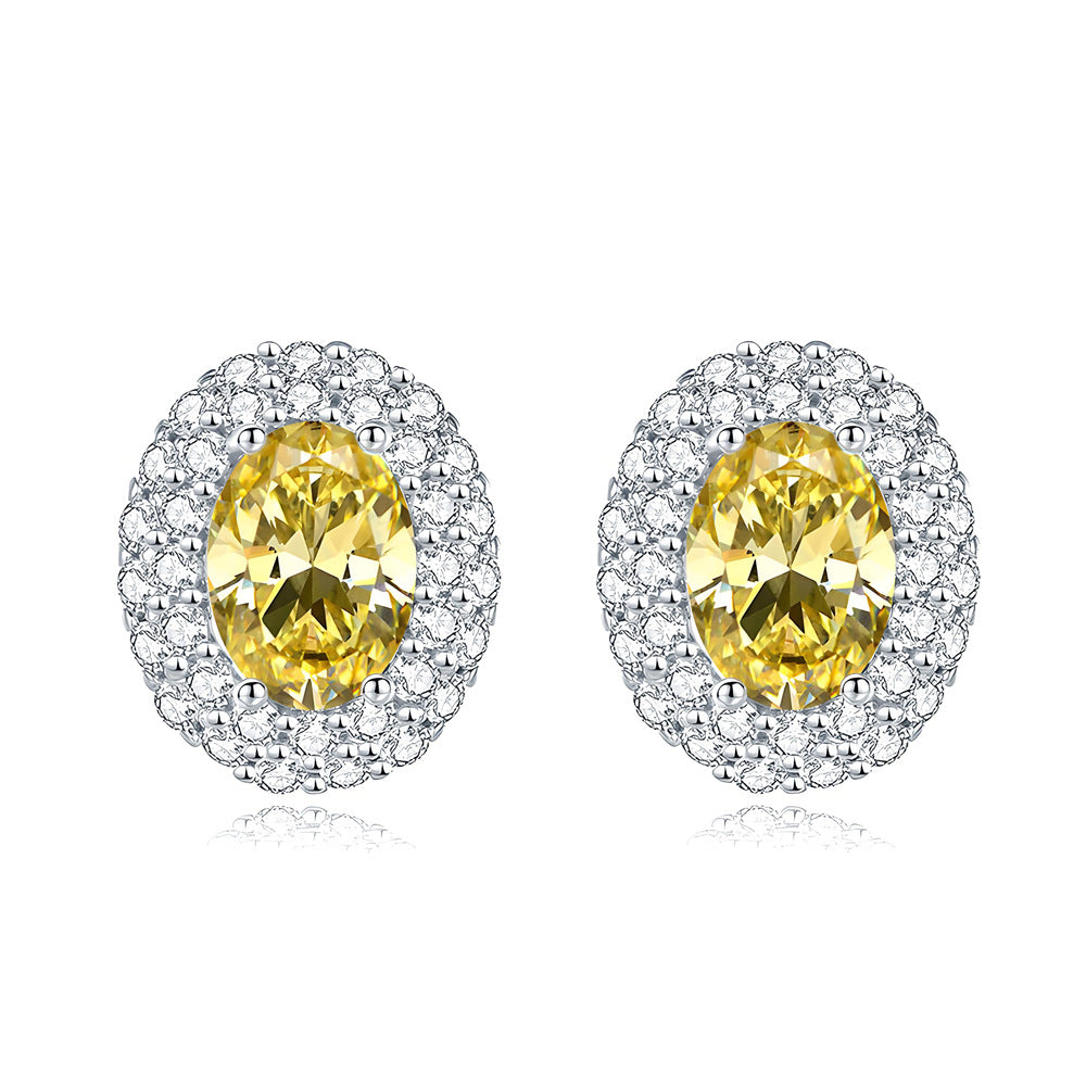Micro Pave Oval Stud Earrings – S925 Sterling Silver – view 7