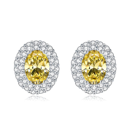 Micro Pave Oval Stud Earrings – S925 Sterling Silver – view 7