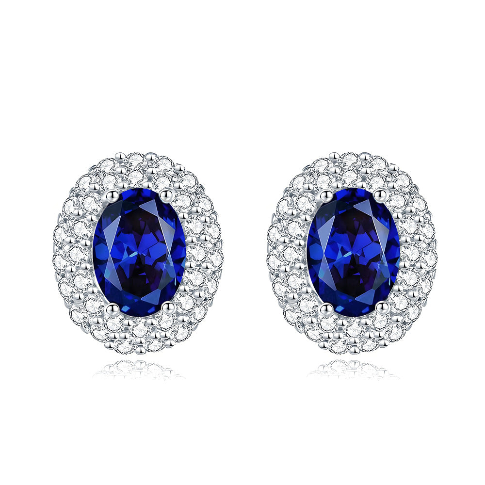 Micro Pave Oval Stud Earrings – S925 Sterling Silver – view 8