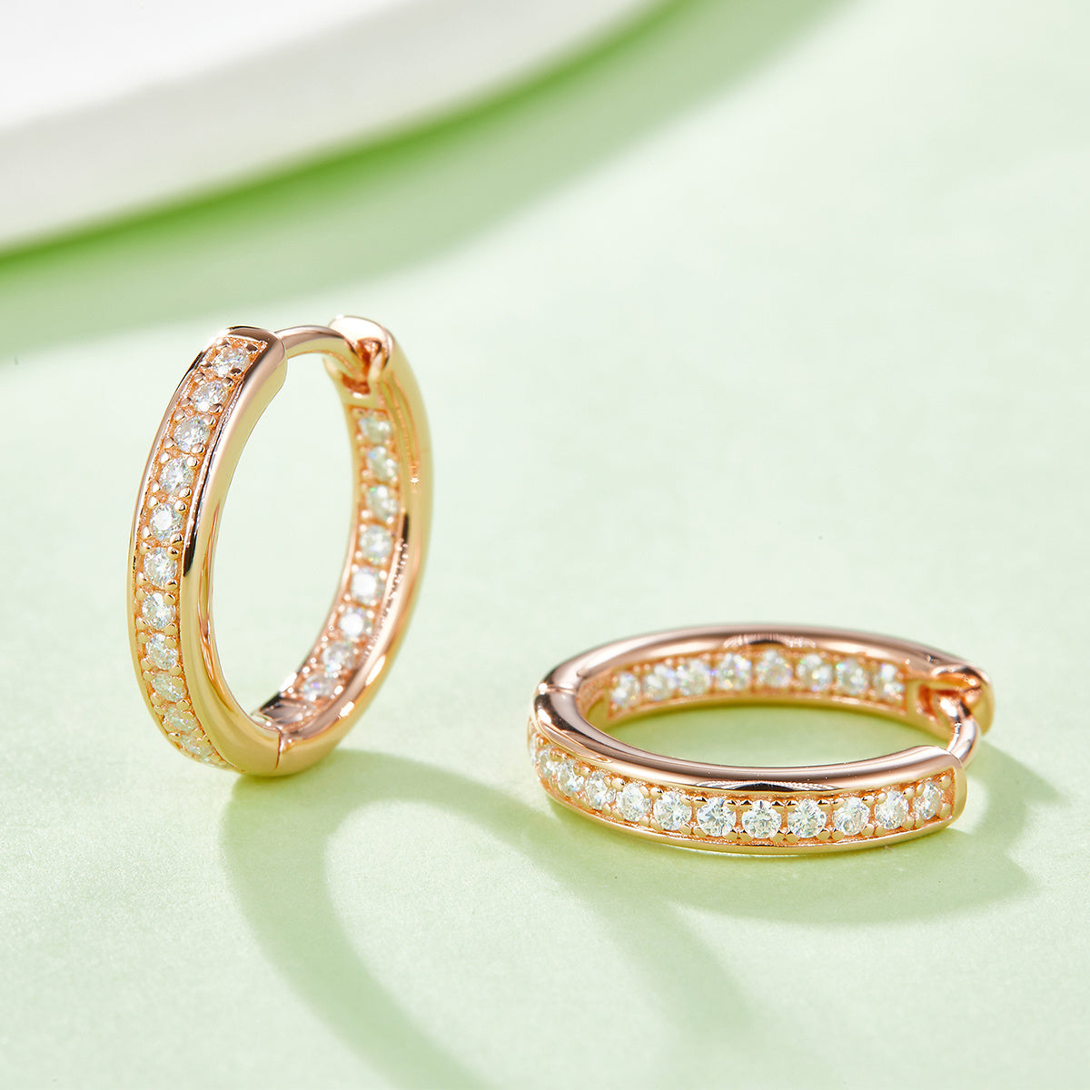 Moissanite Huggie Hoop Earrings 14.5mm – S925 Hypoallergenic – view 6