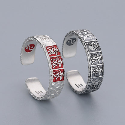 Taoist Talisman-Inspired Ring with Cinnabar – 925 Sterling Silver – view 3