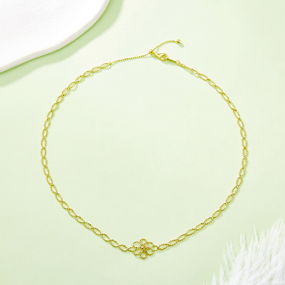 Hollow Flower Necklace – S925 Silver, Adjustable, 3 Colours – view 4