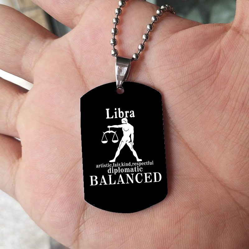 12 Constellation Black Stainless Steel Pendant Dog Army Tag Necklace – view 7